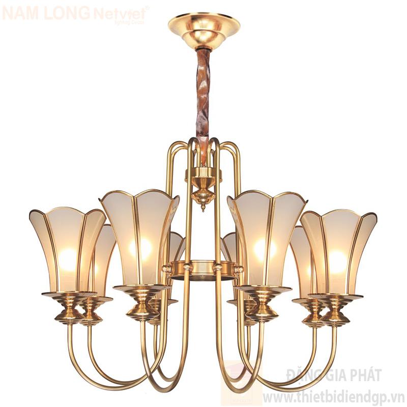 Đèn chùm đồng cao cấp Ø900*H700+600, E14*8 lamp